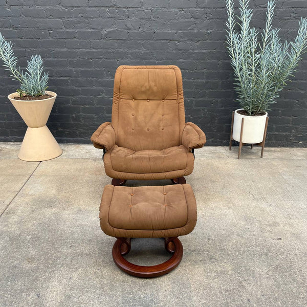 Ekornes Stressless Suede Reclining Chair with Ottoman