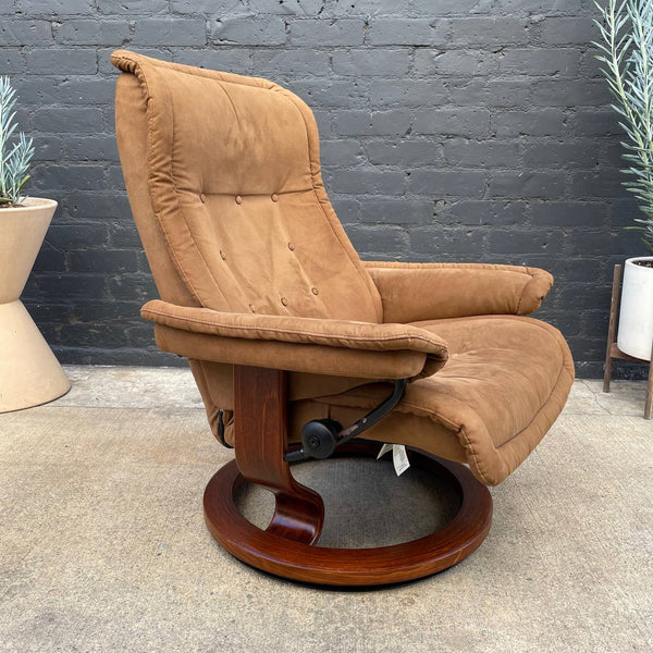 Ekornes Stressless Suede Reclining Chair with Ottoman