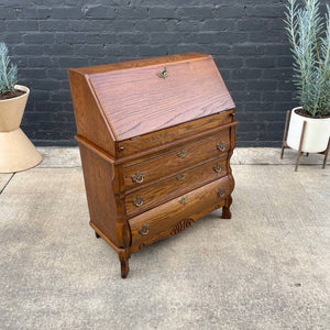 Antique American Style Oak Secretary Desk with Drop Down