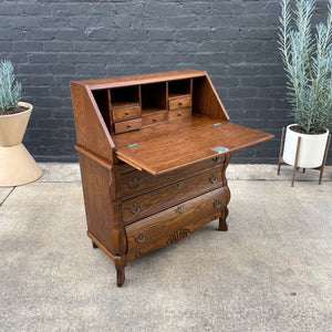Antique American Style Oak Secretary Desk with Drop Down