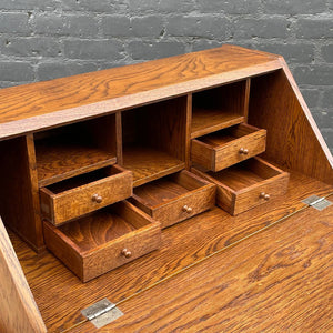 Antique American Style Oak Secretary Desk with Drop Down