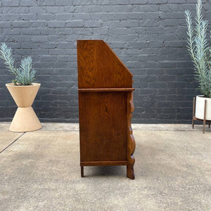Antique American Style Oak Secretary Desk with Drop Down