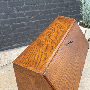 Antique American Style Oak Secretary Desk with Drop Down