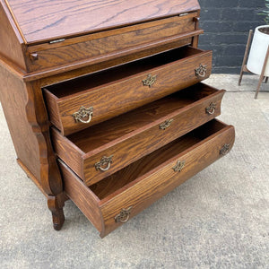 Antique American Style Oak Secretary Desk with Drop Down