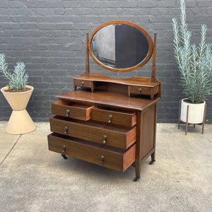 Antique American Style Oak Dresser with Mirror Stand