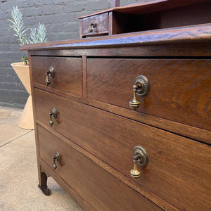 Antique American Style Oak Dresser with Mirror Stand