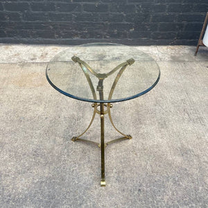 Vintage Tripod Style Brass & Glass Side Table