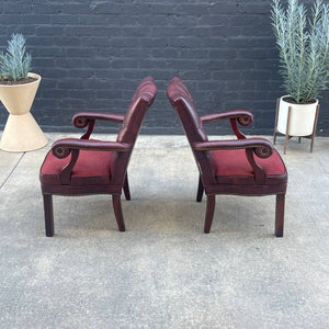 Pair of Vintage Burgundy Leather Arm Lounge Chairs