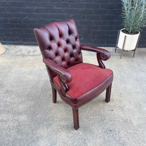 Pair of Vintage Burgundy Leather Arm Lounge Chairs
