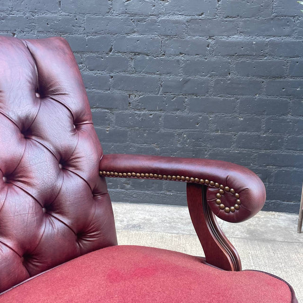 Pair of Vintage Burgundy Leather Arm Lounge Chairs