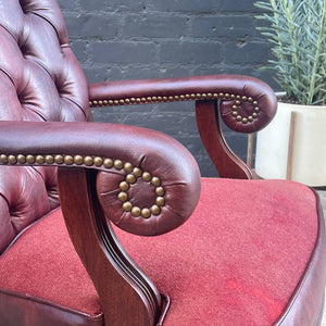 Pair of Vintage Burgundy Leather Arm Lounge Chairs