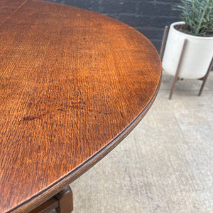 Antique American Style Oak Drop-Leaf Oval Dining Table