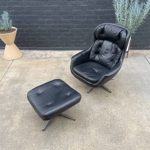 Mid-Century Modern Leather Lounge Chair with Ottoman by Selig, c.1960’s