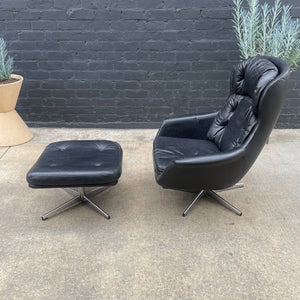 Mid-Century Modern Leather Lounge Chair with Ottoman by Selig, c.1960’s
