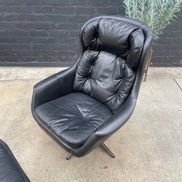 Mid-Century Modern Leather Lounge Chair with Ottoman by Selig, c.1960’s