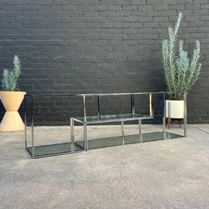 Vintage Chrome Steel & Glass Bookshelf Credenza, c.1960’s