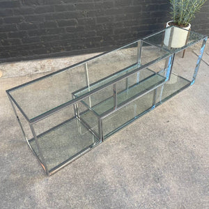 Vintage Chrome Steel & Glass Bookshelf Credenza, c.1960’s