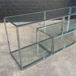 Vintage Chrome Steel & Glass Bookshelf Credenza, c.1960’s
