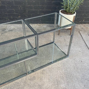 Vintage Chrome Steel & Glass Bookshelf Credenza, c.1960’s