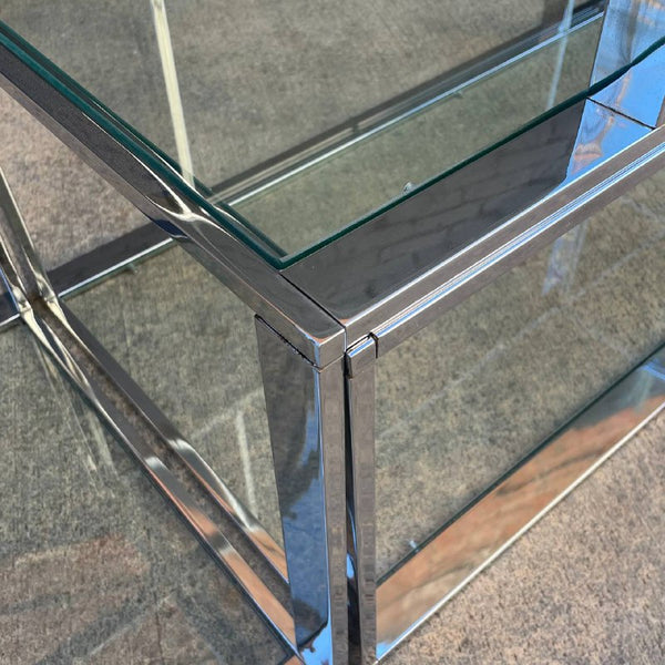 Vintage Chrome Steel & Glass Bookshelf Credenza, c.1960’s