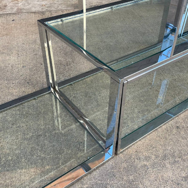 Vintage Chrome Steel & Glass Bookshelf Credenza, c.1960’s