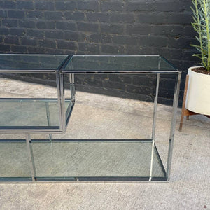 Vintage Chrome Steel & Glass Bookshelf Credenza, c.1960’s