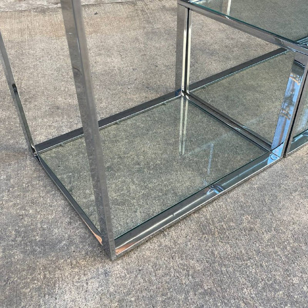 Vintage Chrome Steel & Glass Bookshelf Credenza, c.1960’s