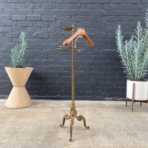 Vintage Walnut & Brass Clothing Hanger