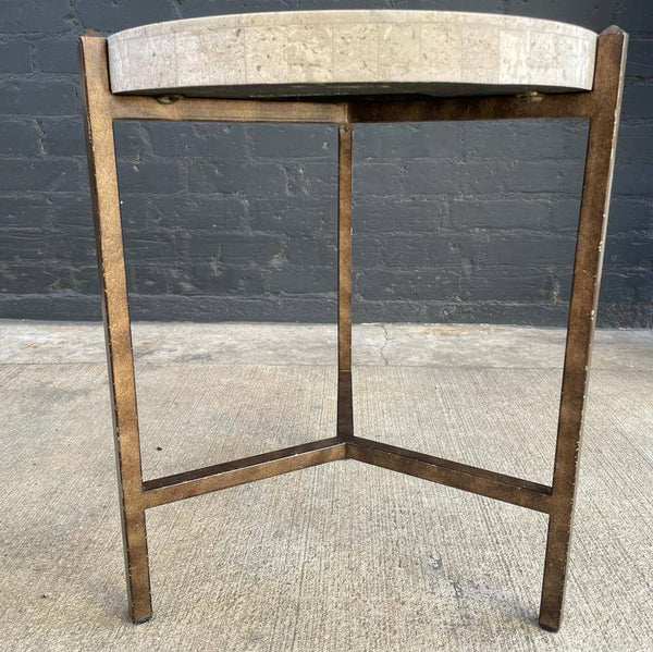 Pair of Tessellated Marble & Metal Side Tables