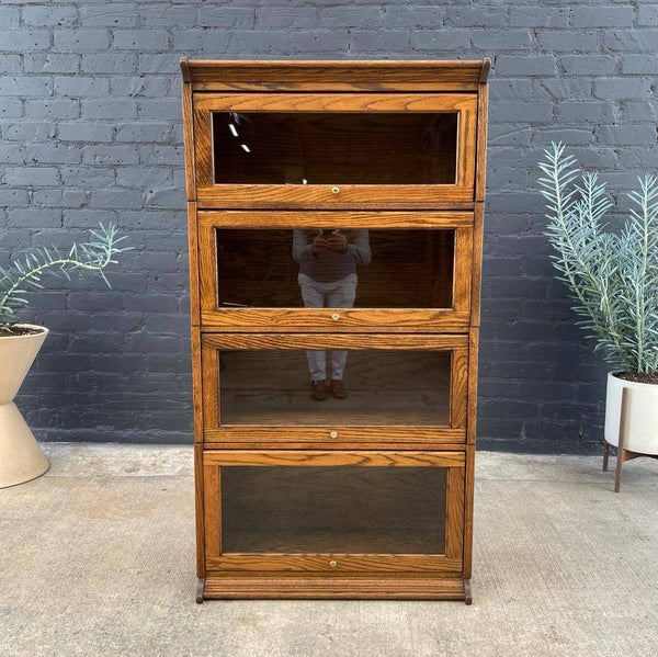 Vintage Stackable Barristers Oak Shelf Bookcase with Glass Doors, c.1950’s