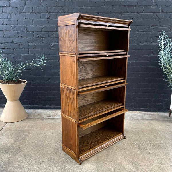 Vintage Stackable Barristers Oak Shelf Bookcase with Glass Doors, c.1950’s