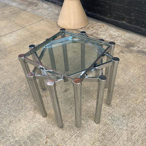 Set of 3 Mid-Century Modern Chrome & Glass Side Tables, c.1960’s