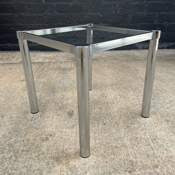 Set of 3 Mid-Century Modern Chrome & Glass Side Tables, c.1960’s