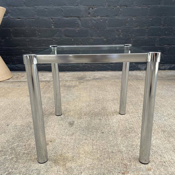 Set of 3 Mid-Century Modern Chrome & Glass Side Tables, c.1960’s