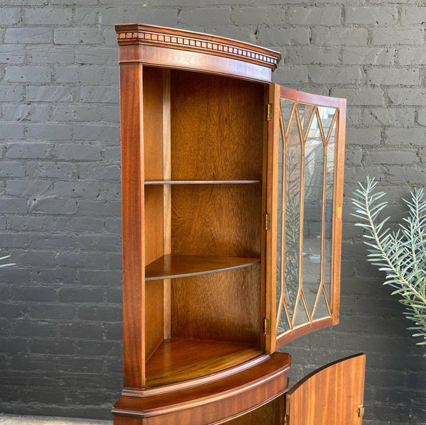 Vintage Mahogany Corner Curio Glass Shelf, 1960’s