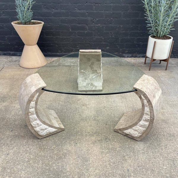 Vintage Floating Top Stone & Glass Coffee Table