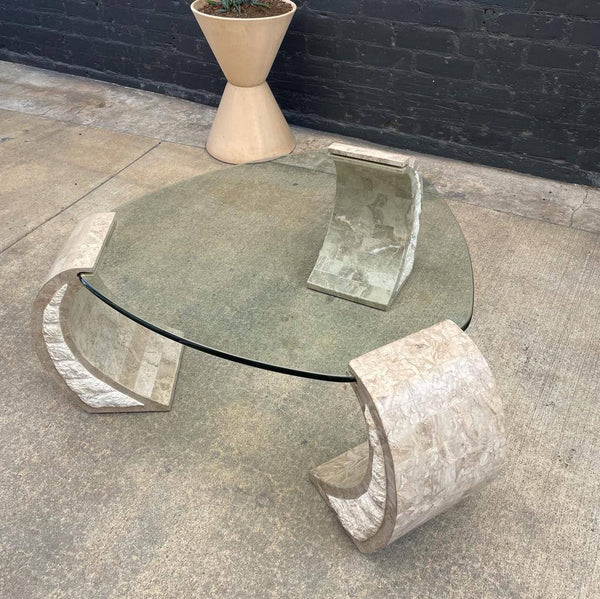Vintage Floating Top Stone & Glass Coffee Table