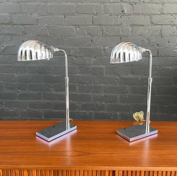 Pair of Vintage Chrome Adjustable Table Lamps, c.1980’s