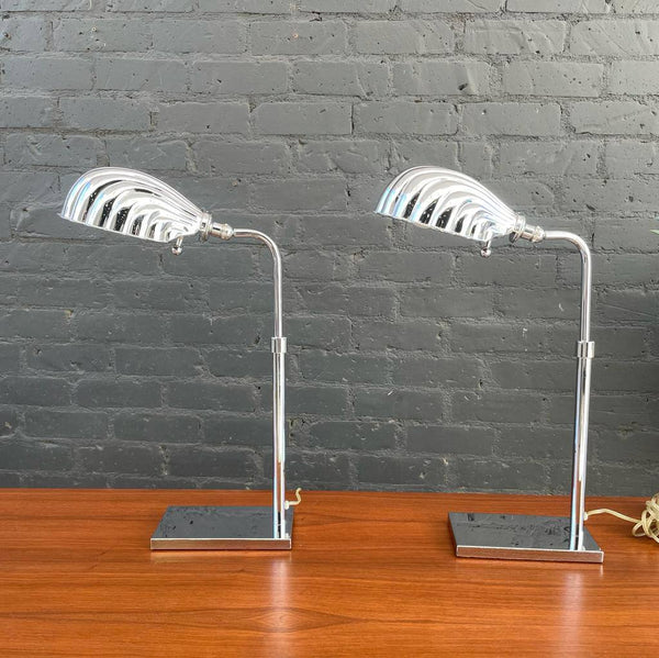 Pair of Vintage Chrome Adjustable Table Lamps, c.1980’s