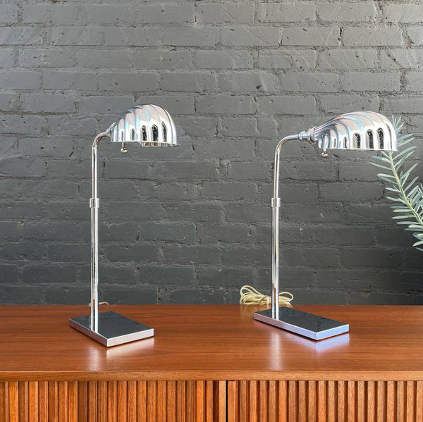 Pair of Vintage Chrome Adjustable Table Lamps, c.1980’s