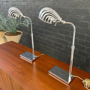 Pair of Vintage Chrome Adjustable Table Lamps, c.1980’s