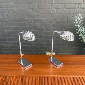 Pair of Vintage Chrome Adjustable Table Lamps, c.1980’s
