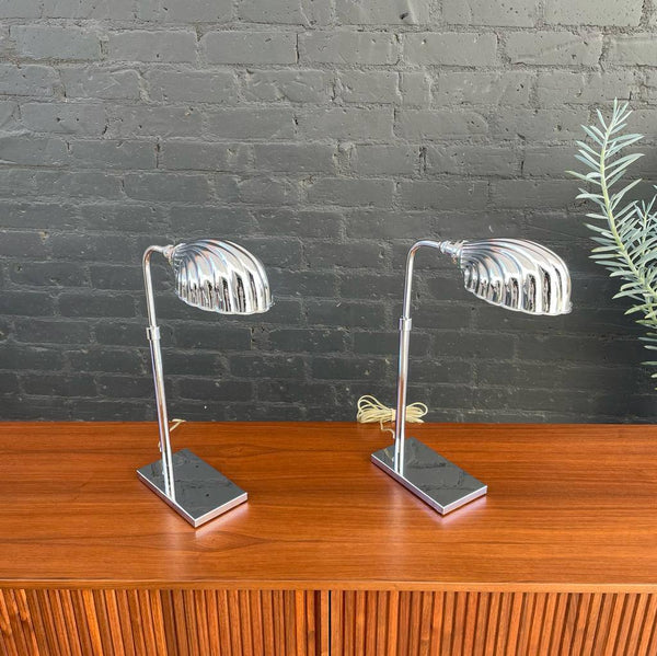 Pair of Vintage Chrome Adjustable Table Lamps, c.1980’s