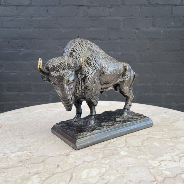 Vintage Metal Buffalo Sculpture
