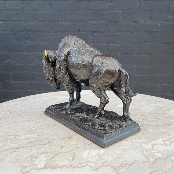 Vintage Metal Buffalo Sculpture