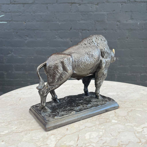 Vintage Metal Buffalo Sculpture