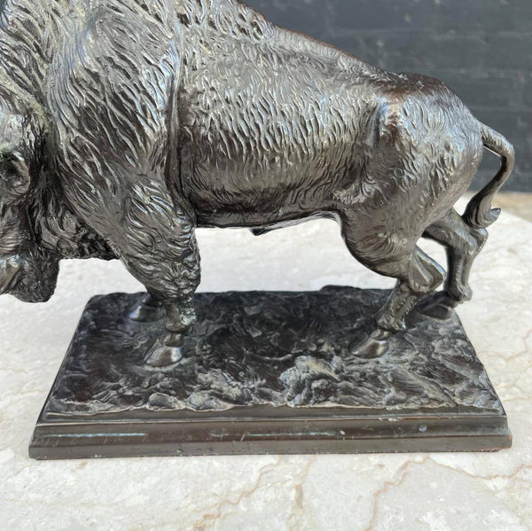 Vintage Metal Buffalo Sculpture