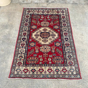 Vintage Oriental Hand Woven Wool Rug Carpet