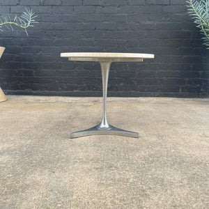 Vintage Travertine & Aluminum Side Table