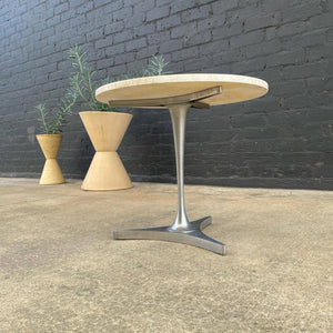 Vintage Travertine & Aluminum Side Table